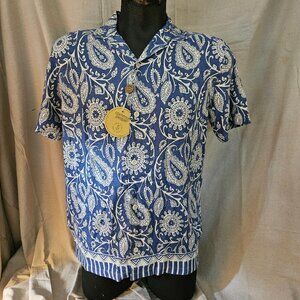 Common People Clothing Men's Linen Blend Hawaiian Style Camp Shirt NEW Sz Medium